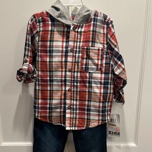 Plaid Kids Shirt with Hood
